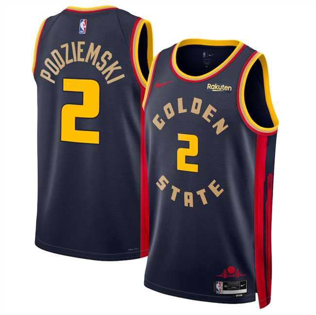 Mens Golden State Warriors #2 Brandin Podziemski Navy 2024-25 City Edition Stitched Jersey Dzhi->golden state warriors->NBA Jersey
